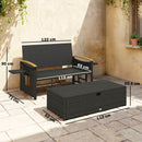 Outsunny Double Garden Rattan Daybed with Storage Ottoman, Brown
