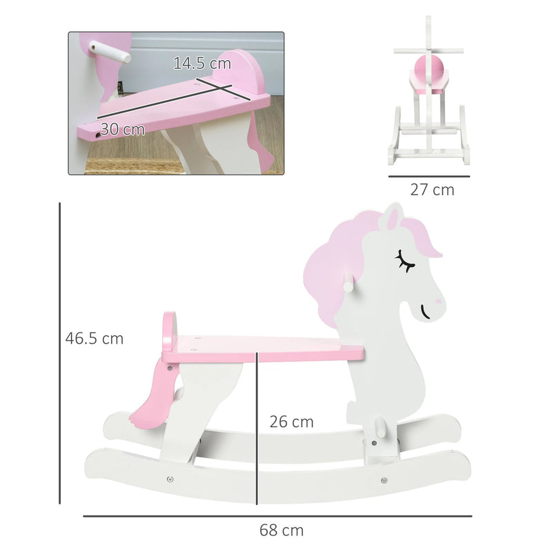 HOMCOM Children's Rocking horse- Pink and White