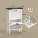 HOMCOM Shoe Cabinet with 2 Flip Drawers, Narrow Shoe Storage Cabinet, White