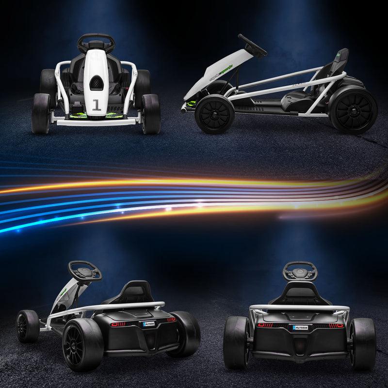 HOMCOM 24V Electric Go Kart for Kids with Music, Horn Honking, Slow Start