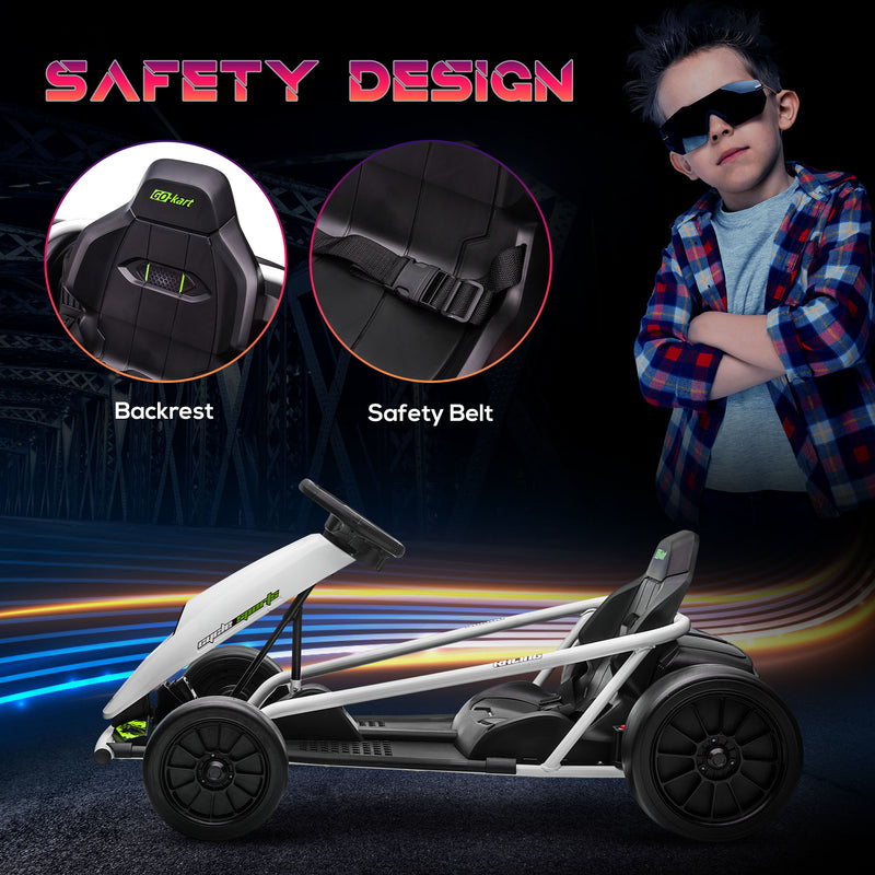 HOMCOM 24V Electric Go Kart for Kids with Music, Horn Honking, Slow Start