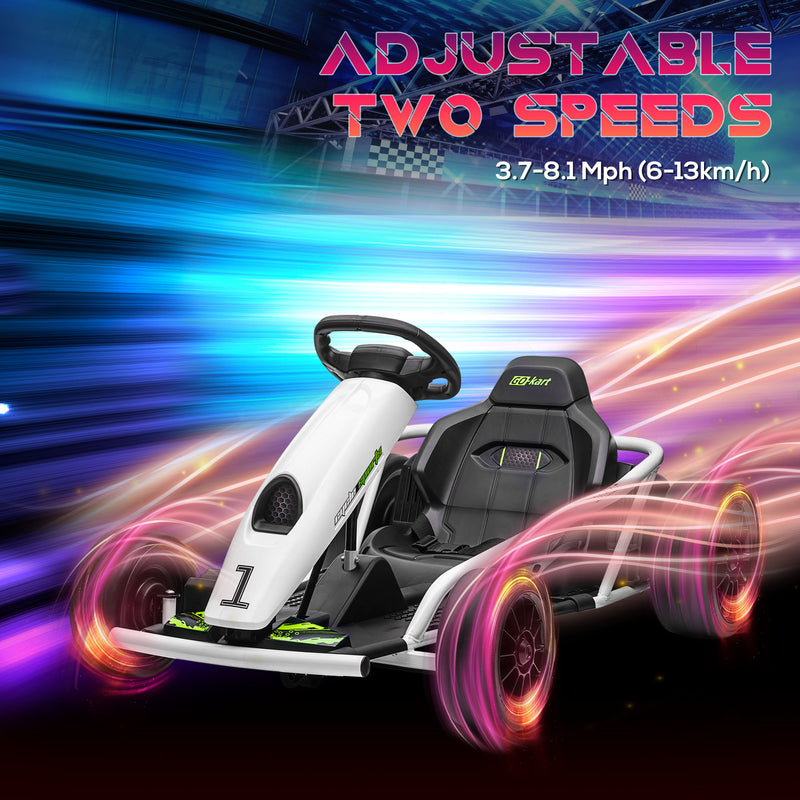 HOMCOM 24V Electric Go Kart for Kids with Music, Horn Honking, Slow Start