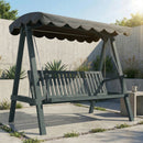 Outsunny 3 Seater Garden Swing Seat with Canopy, Outdoor Hammock Bench, Grey