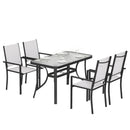 Outsunny Garden Dining Set With Umbrella Hole, Stackable Chairs, Light Grey