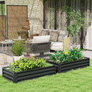 Outsunny Set of 2 Raised Garden Bed Elevated Planter Box for Flowers Grey