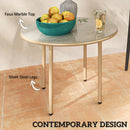 Outsunny Round Small Garden Table with Faux Marble Glass Top, Beige
