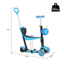 HOMCOM 5-in-1 Children's  Kick Scooter W/Removable Seat-Blue