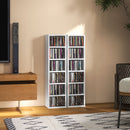 HOMCOM Set Of 2 CD Storage Units With Adjustable Shelves, High Gloss White, Grey And Black
