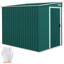 Outsunny 7 x 5FT Garden Shed w/ Foundation Lean to Metal Tool Shed Green