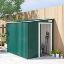 Outsunny 7 x 5FT Garden Shed w/ Foundation Lean to Metal Tool Shed Green