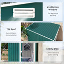 Outsunny 7 x 5FT Garden Shed w/ Foundation Lean to Metal Tool Shed Green
