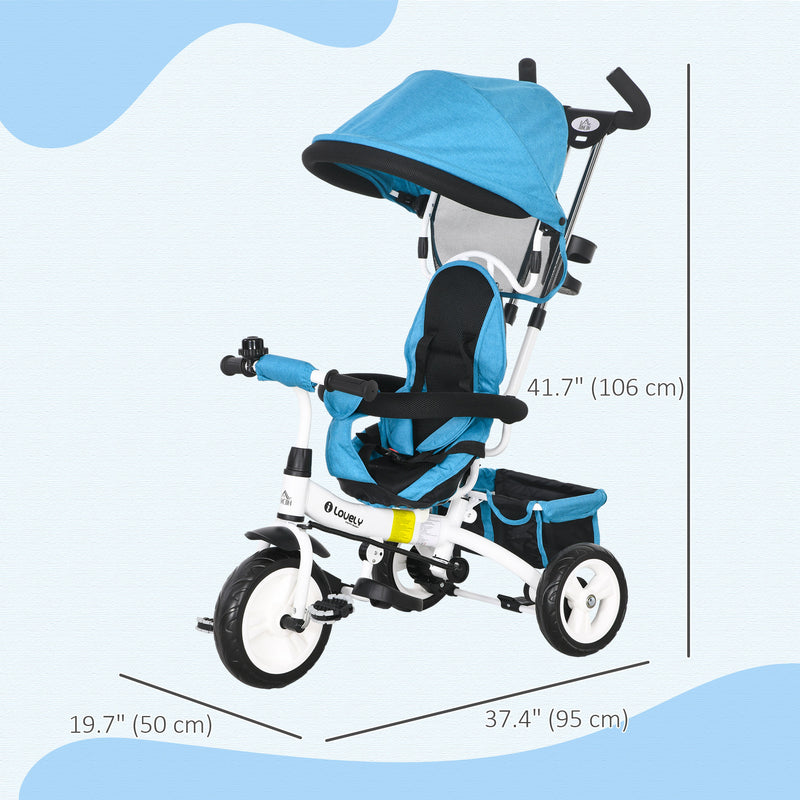 HOMCOM 6 In 1 Kids Trike, Stroller With Parent Handle