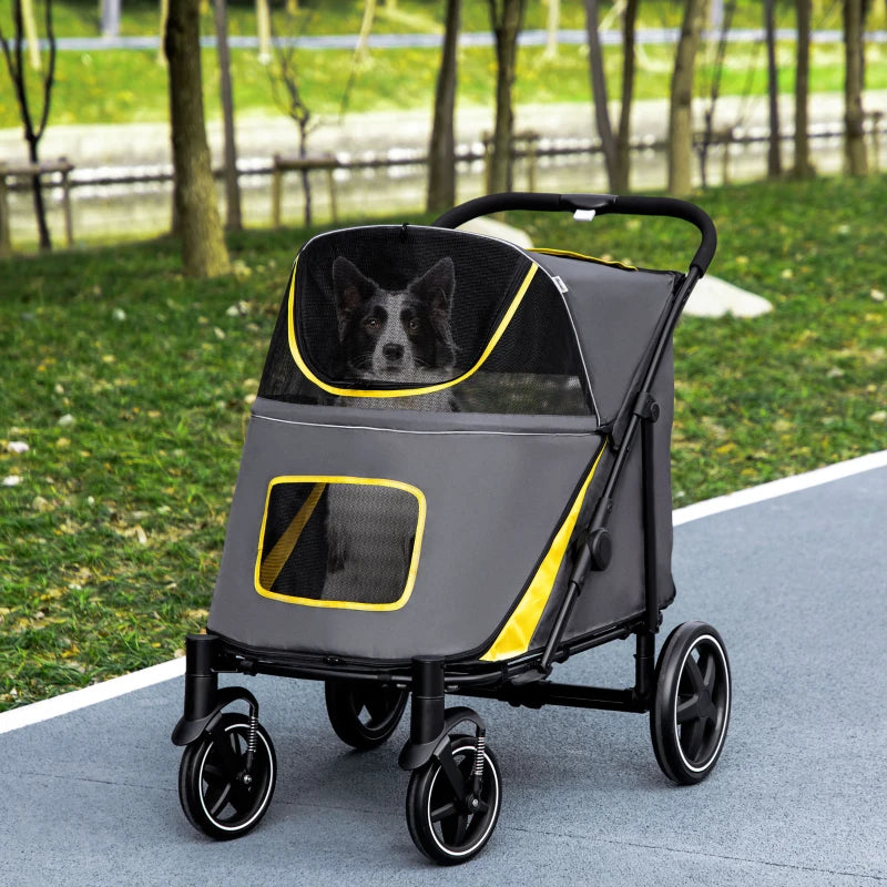 PawHut Foldable Dog Push Chair - Grey