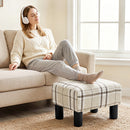 HOMCOM Chic Linen Fabric Foot Stool Ottoman Cube with Legs, Multi-colored