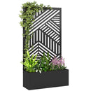 Outsunny Metal Garden Bed for Garden with Trellis, Raised Garden Bed