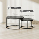 HOMCOM 2 Pcs Stacking Coffee Table Set Steel Frame, Black Wood Grain