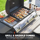 Outsunny 7.5 KW Portable Portable Gas Plancha BBQ Grill With 3 Burner, Black