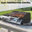 Outsunny 7.5 KW Portable Portable Gas Plancha BBQ Grill With 3 Burner, Black
