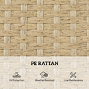 Outsunny Rattan Sun Loungers Set of 2 with Side Table, Beige
