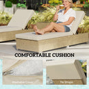 Outsunny Rattan Sun Loungers Set of 2 with Side Table, Beige