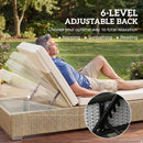 Outsunny Rattan Sun Loungers Set of 2 with Side Table, Beige