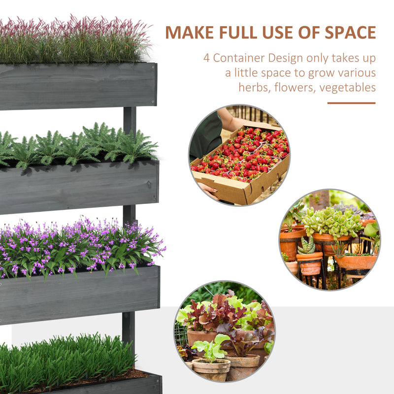 Outsunny Raised Garden Bed Wooden Plant Stand Grey