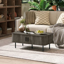 HOMCOM Coffee Table with Storage and Sliding Doors for Living Room