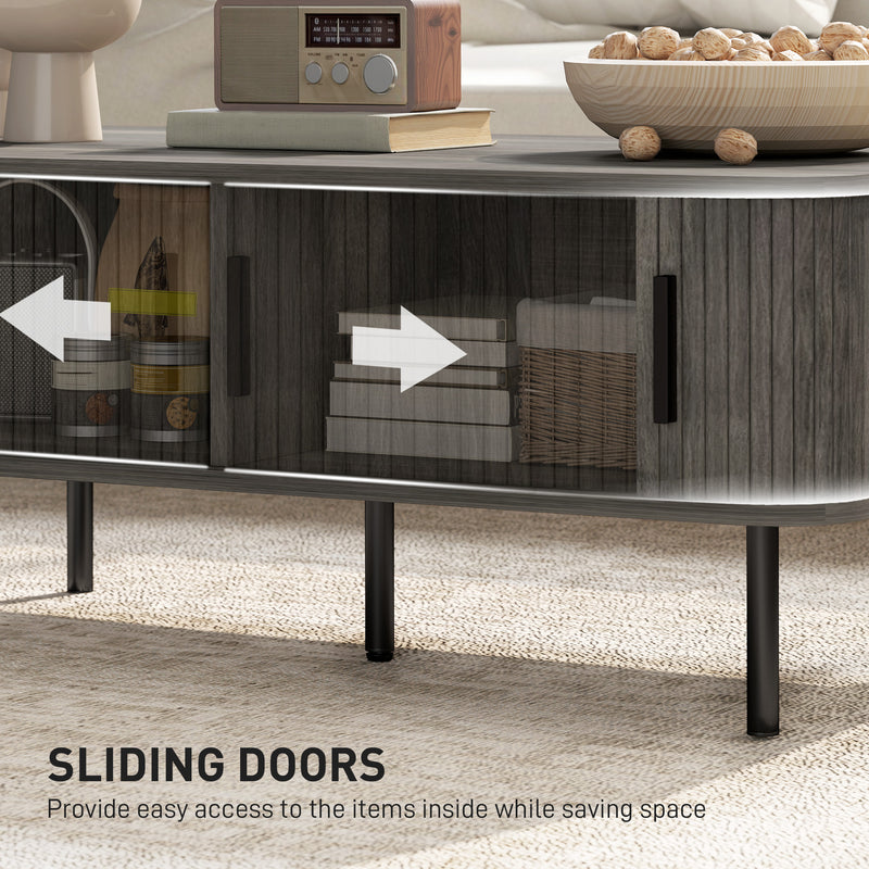 HOMCOM Coffee Table with Storage and Sliding Doors for Living Room