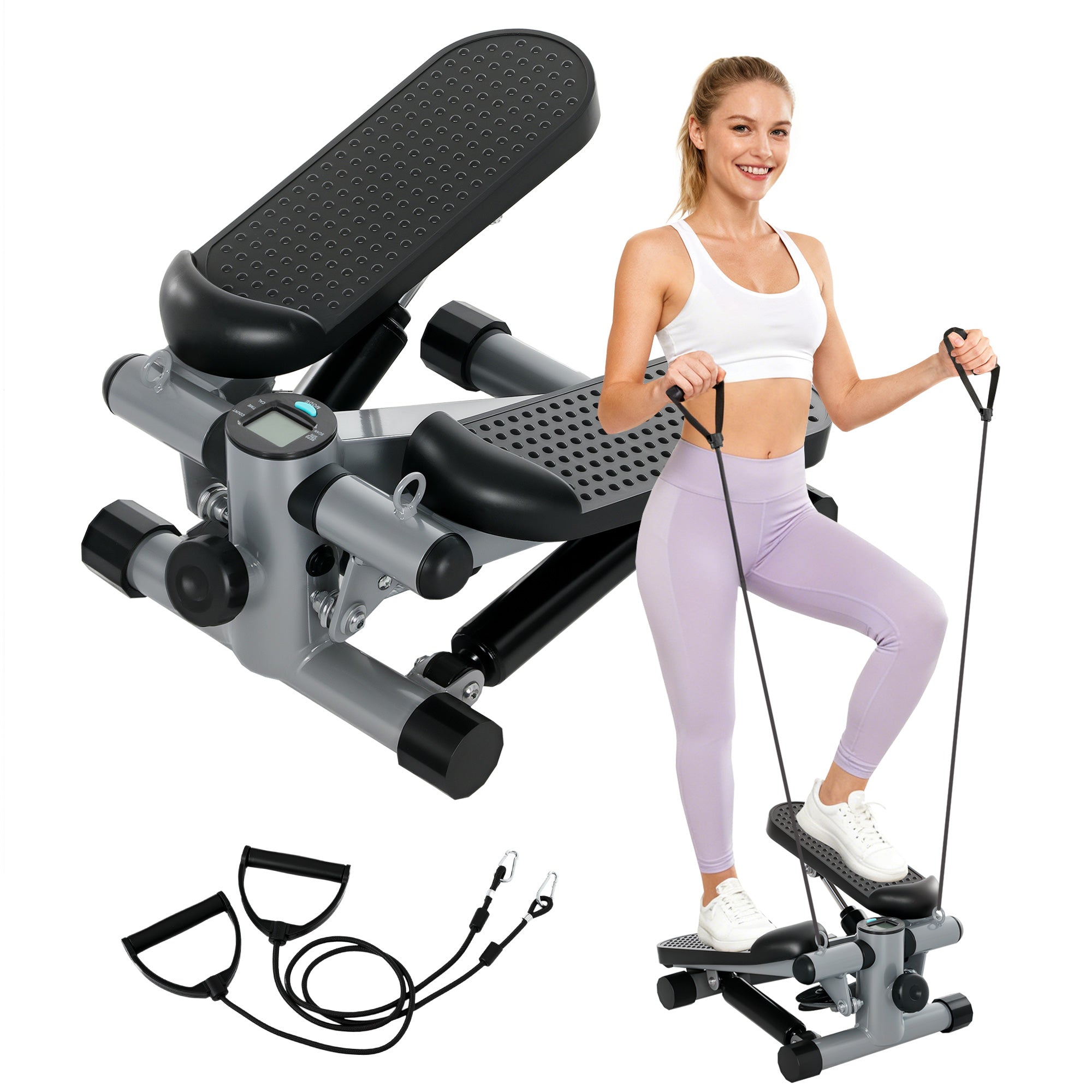 SPORTNOW Mini Stepper, Compact Step Machine Exerciser with Resistance