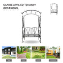 Outsunny Garden Bench, Metal Garden Loveseat with Arch for Climbing Plants
