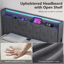 HOMCOM Lift up Storage Bed Frame with RGB LED Lights Dark Grey