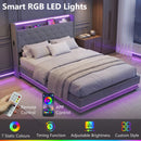 HOMCOM Lift up Storage Bed Frame with RGB LED Lights Dark Grey