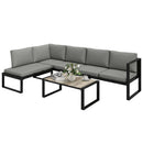 Outsunny Garden Sofa Set with 2 Loveseats, Armless Chair, Coffee Table