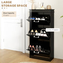 HOMCOM Slim Shoe Storage Cabinet with 3 Flip Drawers for Entryway, Black