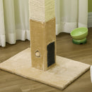 PawHut Cat Scratching Post Scratcher Climber w/ Carpet Base Hanging Toy - Beige