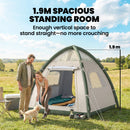 Outsunny 3 Man Inflatable Camping Tent w/ 3000mm Waterproof Rainfly, Beige