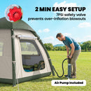 Outsunny 3 Man Inflatable Camping Tent w/ 3000mm Waterproof Rainfly, Beige