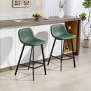 HOMCOM Bar Stools Set of 2, Bar Chairs with Back and Steel Legs, Green