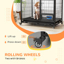 PawHut Heavy Duty Dog Crate on Wheels w/ Bowl Holder, Removable Tray