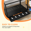 PawHut Heavy Duty Dog Crate on Wheels w/ Bowl Holder, Removable Tray