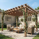 Outsunny 3.6 x 3 m Wooden Pergola Gazebo Grape Trellis, Maple Wood-effect