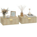 HOMCOM Floating Nightstands Set Of 2 Bedside Tables W/ Wave Drawer Oak
