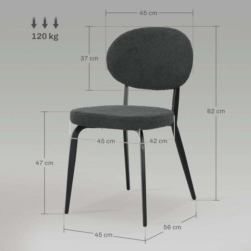 HOMCOM Set of 4 Sherpa Dining Chairs Boucle Kitchen Chairs
