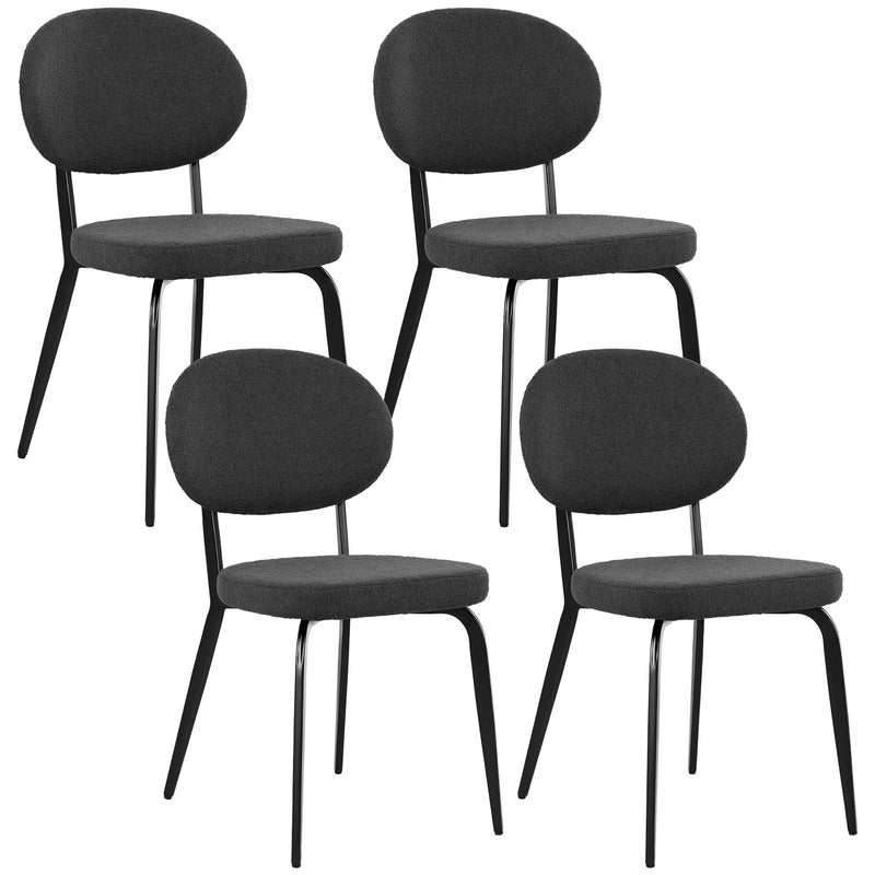 HOMCOM Set of 4 Sherpa Dining Chairs Boucle Kitchen Chairs
