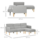 HOMCOM Upholstered Sofa bed Reversible Sectional Sofa Set linen-Touch Sleeper
