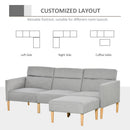 HOMCOM Upholstered Sofa bed Reversible Sectional Sofa Set linen-Touch Sleeper