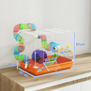 Pawhut 2 Tier Hamster Cage Small Animal House W/ Exercise Wheels Tunnel