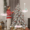 HOMCOM Christmas Tree With Flocked Realistic Tips, Hinged Xmas Tree