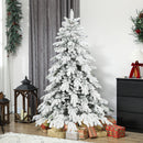 HOMCOM Christmas Tree With Flocked Realistic Tips, Hinged Xmas Tree