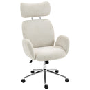 HOMCOM Office Chair With Adjustable Headrest, Comfy Desk Chair, Pale Grey